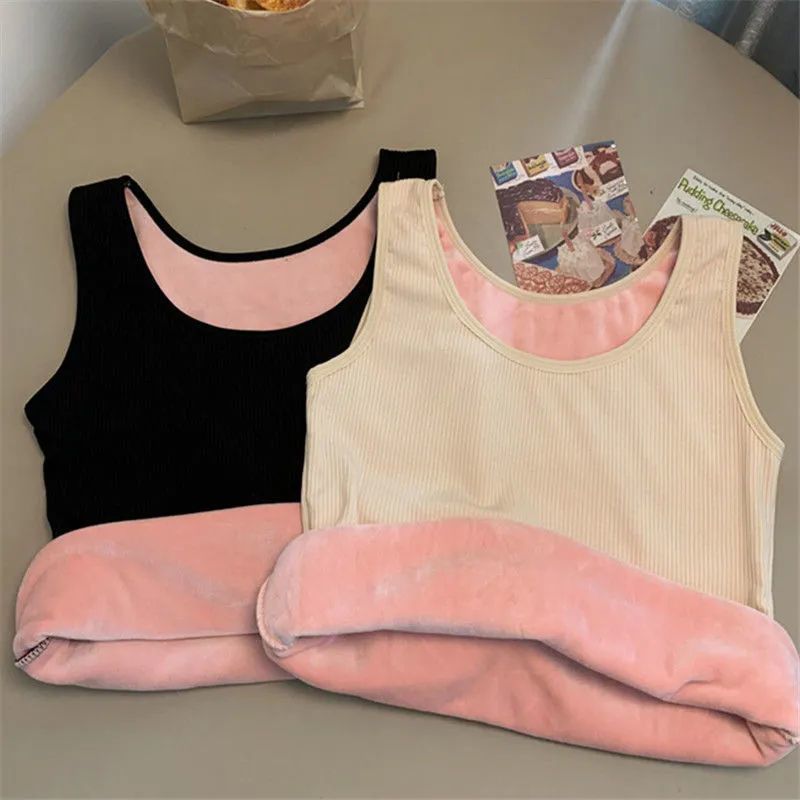 Picture of Women's Warm Vest fleece-lined Thickened Base Shirt Women's Inner Wear Autumn and Winter Soft Vest Tight Body Beauty Base Top
