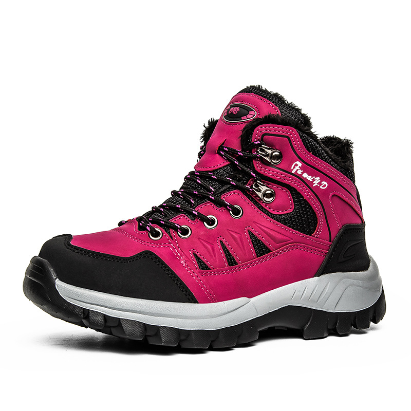 2025 Winter New Couple Gaobang Cotton Shoes Women's Outdoor Shoes Plus Velvet Warm Large Size Shoes Hiking Shoes Sports Shoes for Men