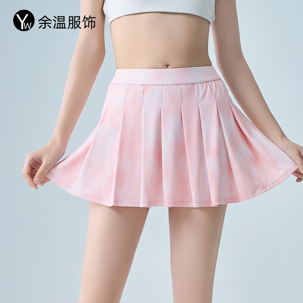 Summer Tie-dye Tennis Skirt Anti-gloss High Waist Quick-drying Breathable Running Training Yoga Pants Sports Fitness Short Culottes