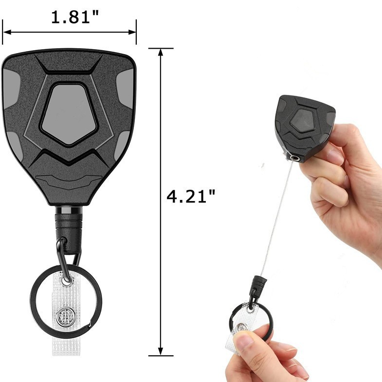 Cross-border outdoor large mountaineering buckle steel wire telescopic easy pull buckle ABS anti-loss anti-loss telescopic clip badge spot