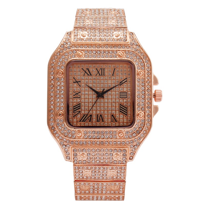 Foreign Trade Explosions Cross-border Hot Selling Fashion Square Diamond Full Diamond Roman Pattern Graduated Women's Watch Women's Watch Quartz Watch