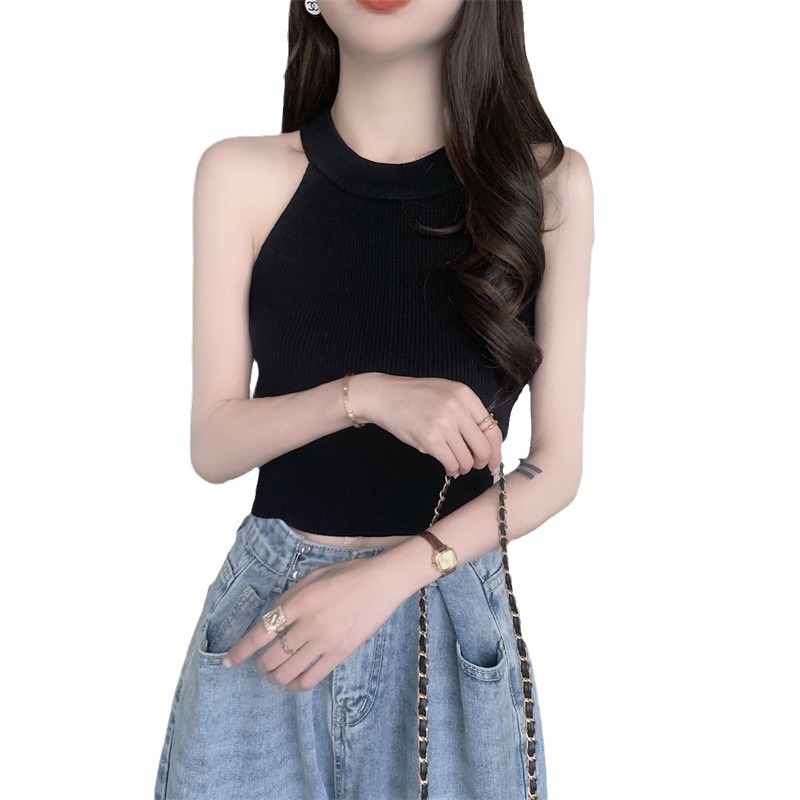 Picture of American Style Small Camisole Women's Outer Wear Suit Inner Wear Beautiful Back Base Sweet Hot Sleeveless Shoulder Waistcoat Neck Top