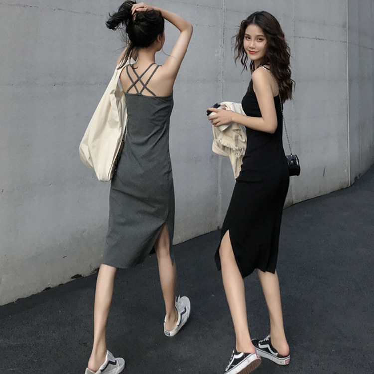 Mid-Length Suspbottomer Dress for Outer Wear in Summer 2022 New Style Women's Slit Elegant Slimming Look Inner Skirt