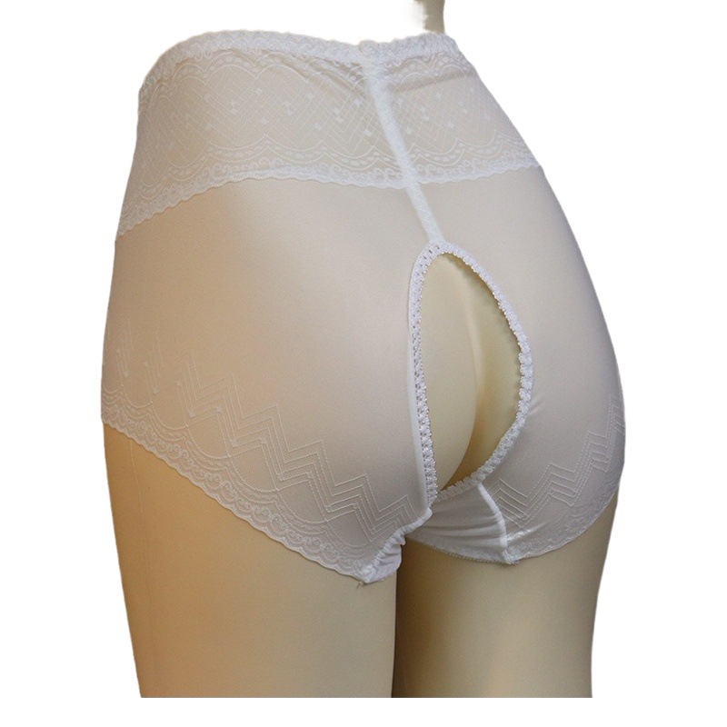 Summer New Men's Inner Trousers JJ Set Silk Smooth Aircraft Sexy Large Size High Waist Triangle Full Transparent Lace