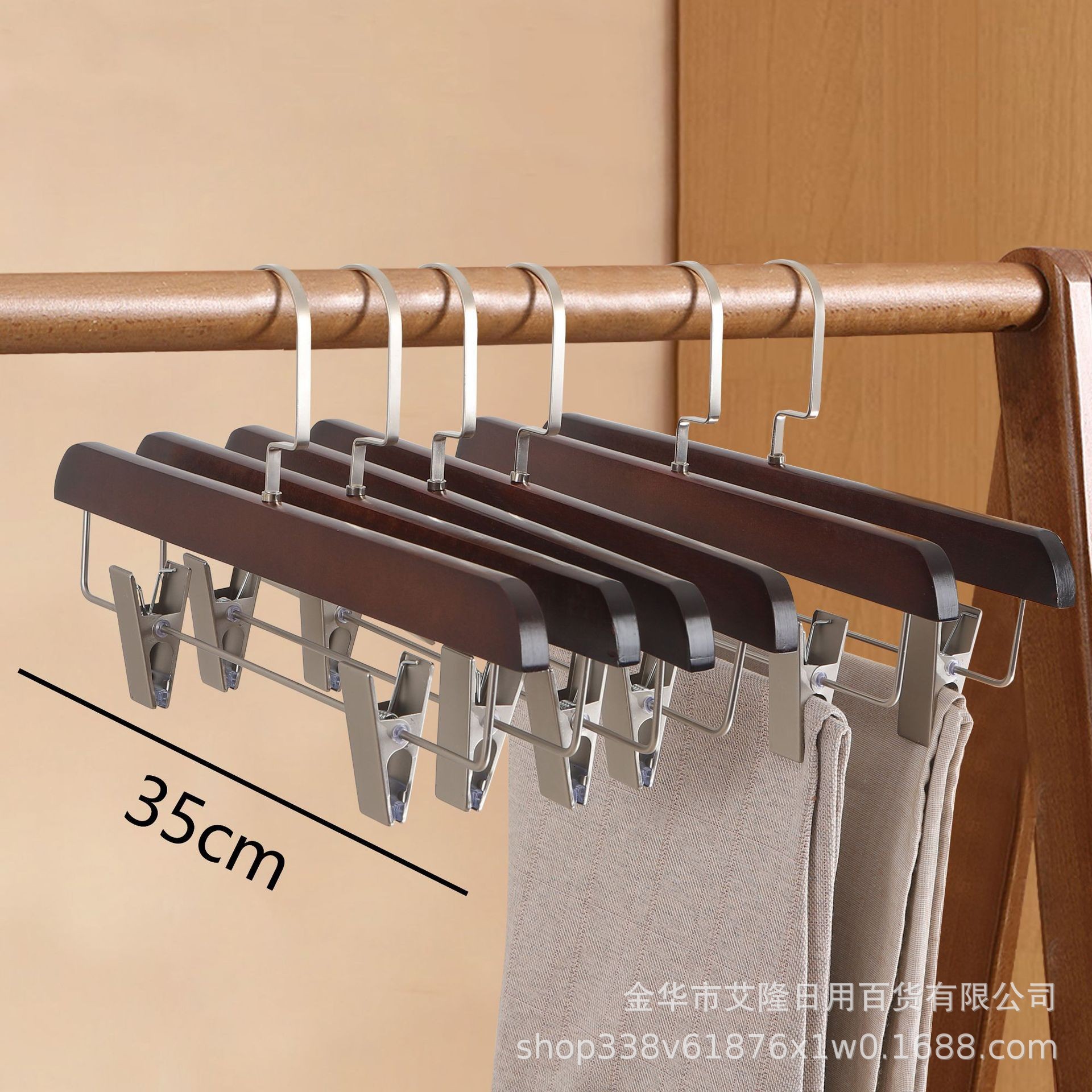 Picture of High-grade solid wood wide shoulder flocking hanger household coat suit seamless hanging clothes support solid wood hanger wholesale