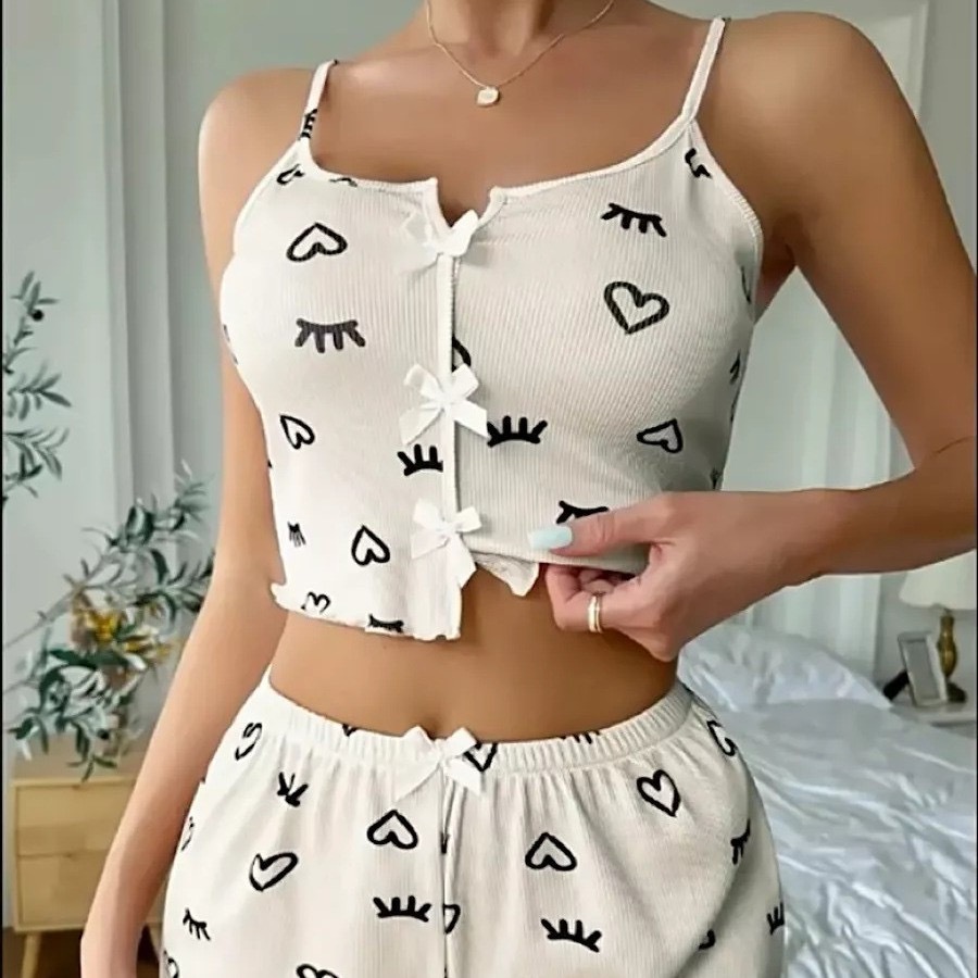 Picture of New Sling Shorts Sexy Bow Multicolor Printed Milk Silk suit Comfortable Home Wear Factory