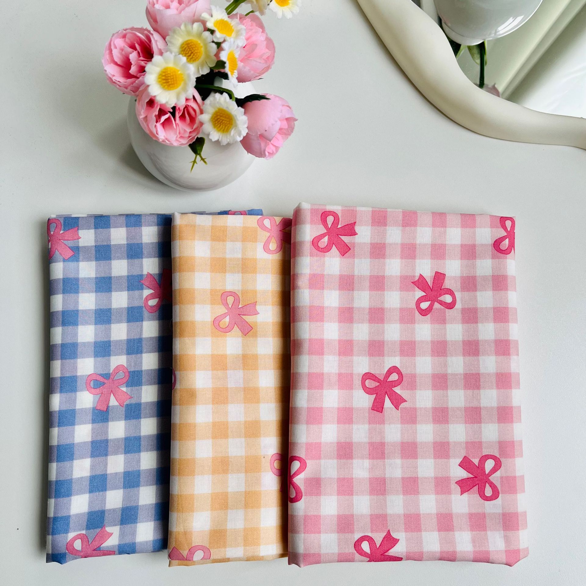 Plaid Bow Cotton 60 Count Poplin 1.5m Width 1.0m Price Cheongsam Dress Shirt Fabric