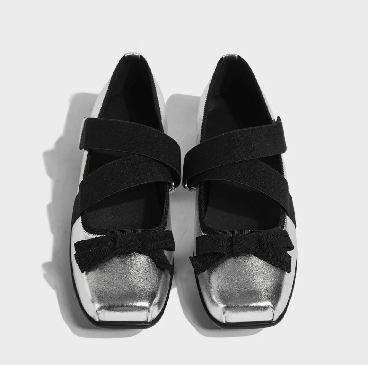 Openyy Ballet Shoes 2025 Spring New Women's Shoes Silver Sports Style Shallow Mouth Mary Jane Shoes Retro Flats Shoes