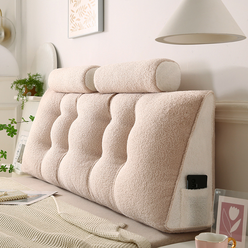 Advanced Teddy Velvet Bedside-Free Soft Bag Cushion Tatami Detachable and Washable Double-Size Backrest Bedroom Bed Backrest