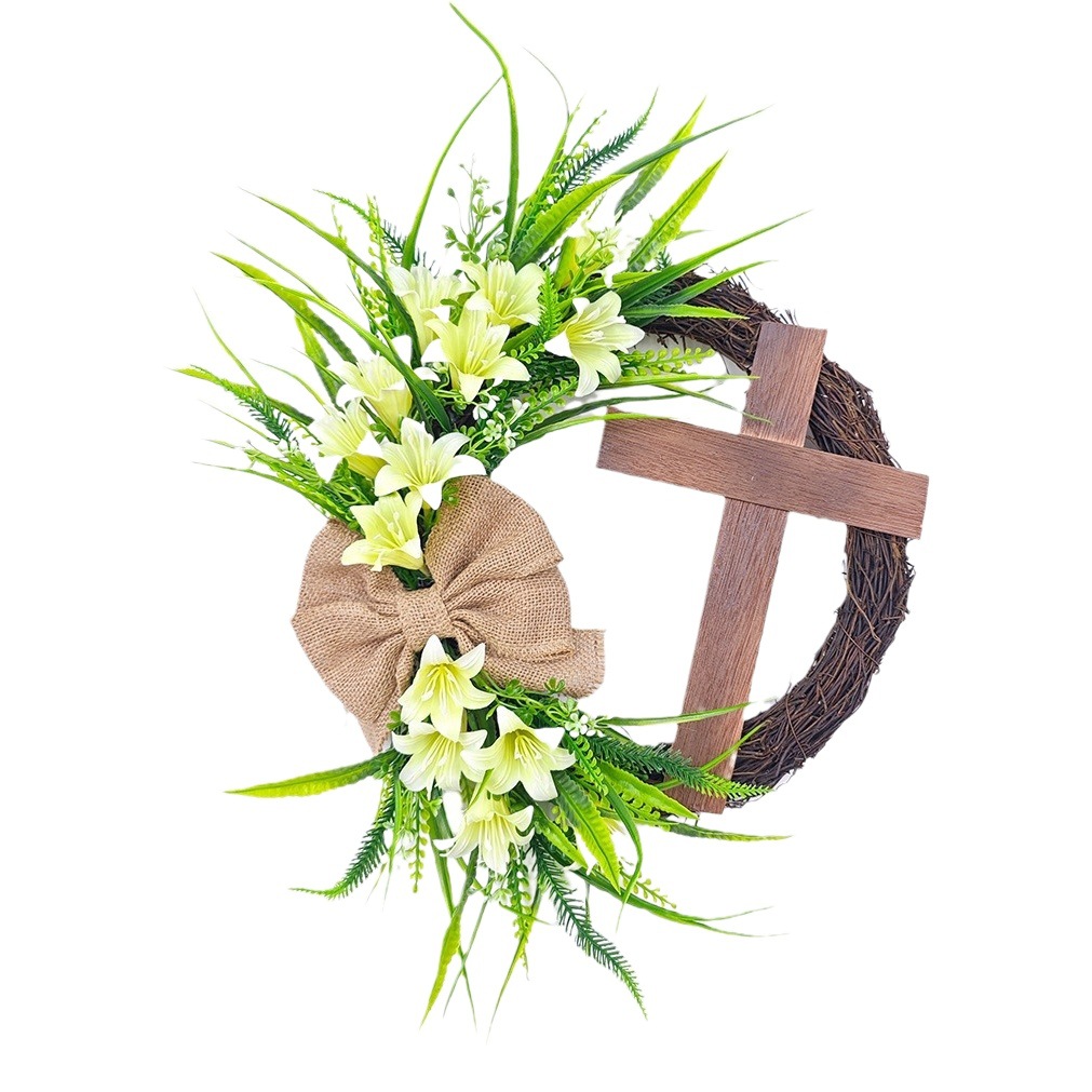 Cross border Easter Cross wreath EasterWreath EasterWreath Amazon spring door hanging decoration