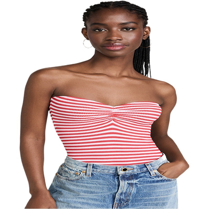 Amazon Europe and the United States 2025 Spring and Summer New Explosions Women's Sexy Striped Sweater Knitted Sling Strapless Vest Women's Clothes