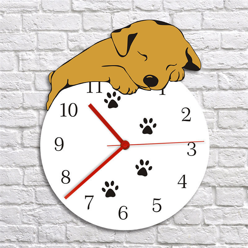 Sleeping Dog Shape Modern Wall Clock Irregular Pet Clock Dog Footprints Home Decorative Wall Clock Cross Border