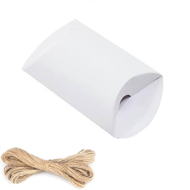 Picture of Kraft Paper Pillow Candy Box Cross-border Style with Hemp Rope Kraft Card White Card Black Card Packaging Box Wedding Party Birthday