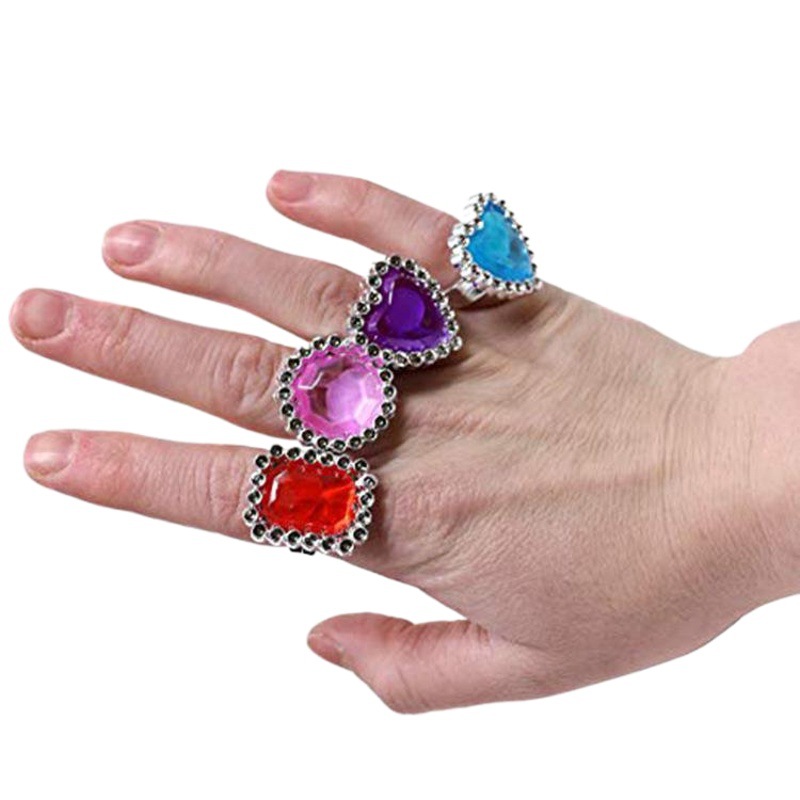 Amazon selling children's diamond rings plastic jewelry girls house jewelry manufacturers in stock direct sales