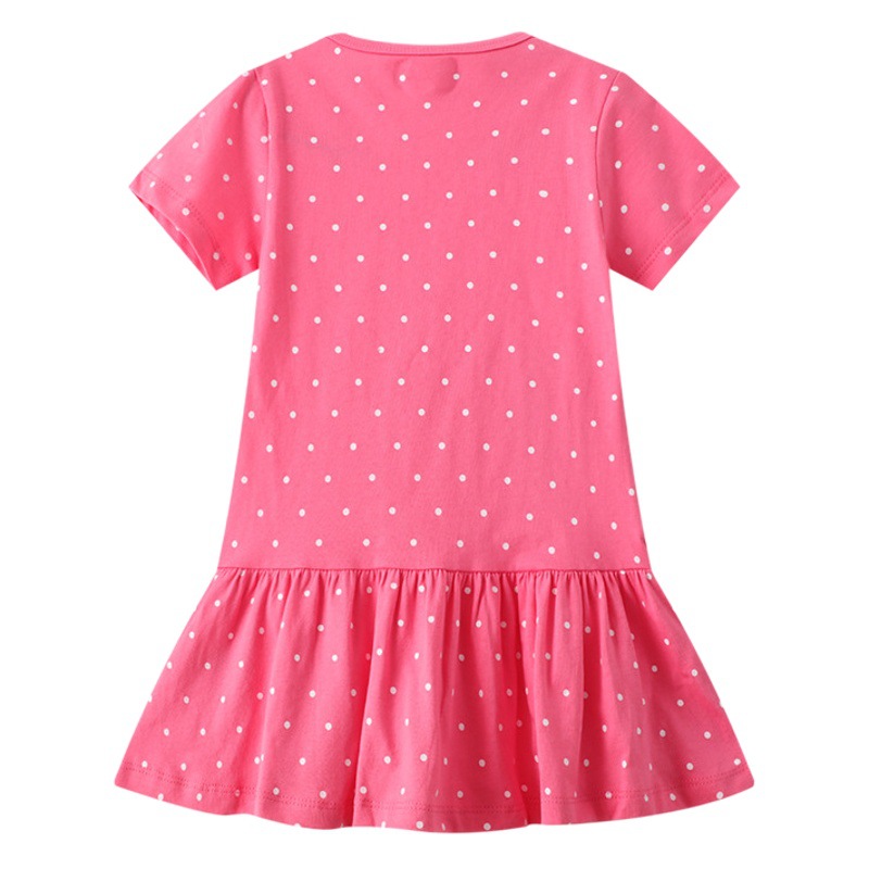 Cross-Border Girls' Dress 2025 Summer New Children's Clothing Girls Cartoon Embroidered Short-Sleeved Children's Dress Source