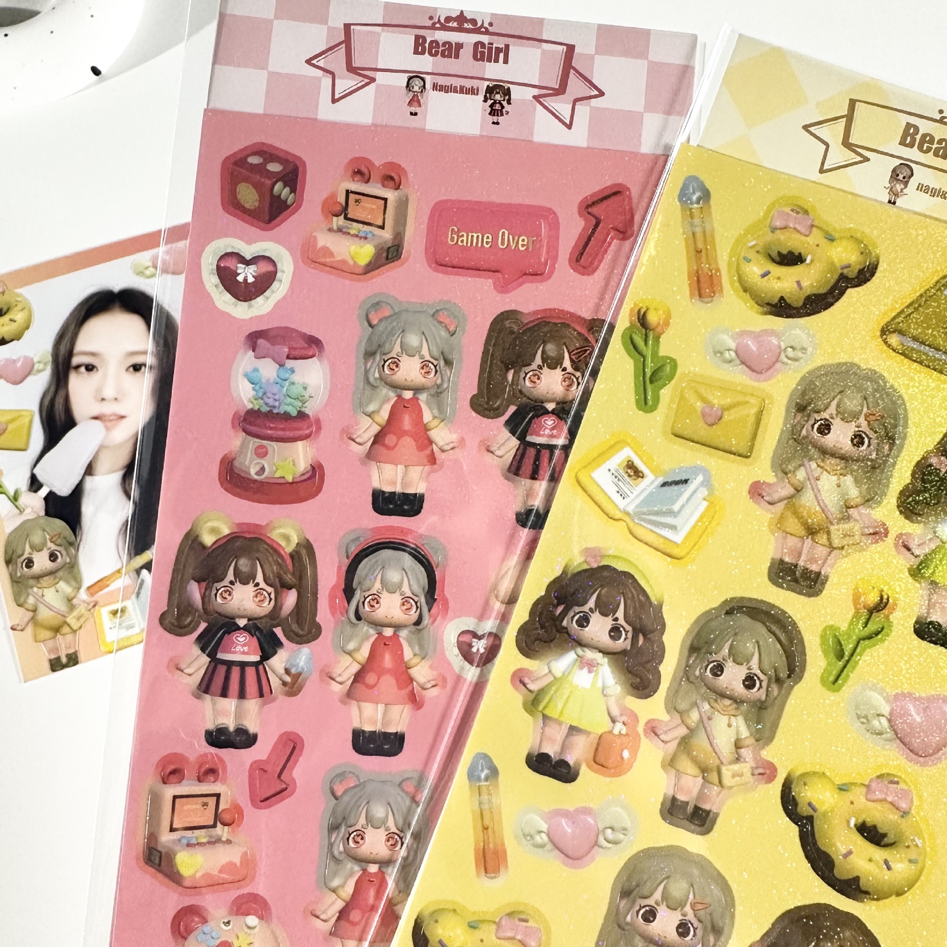 Picture of Coisini original 3d modeling little girl sticker ins Korean cute laser goo card hand account sticker wholesale