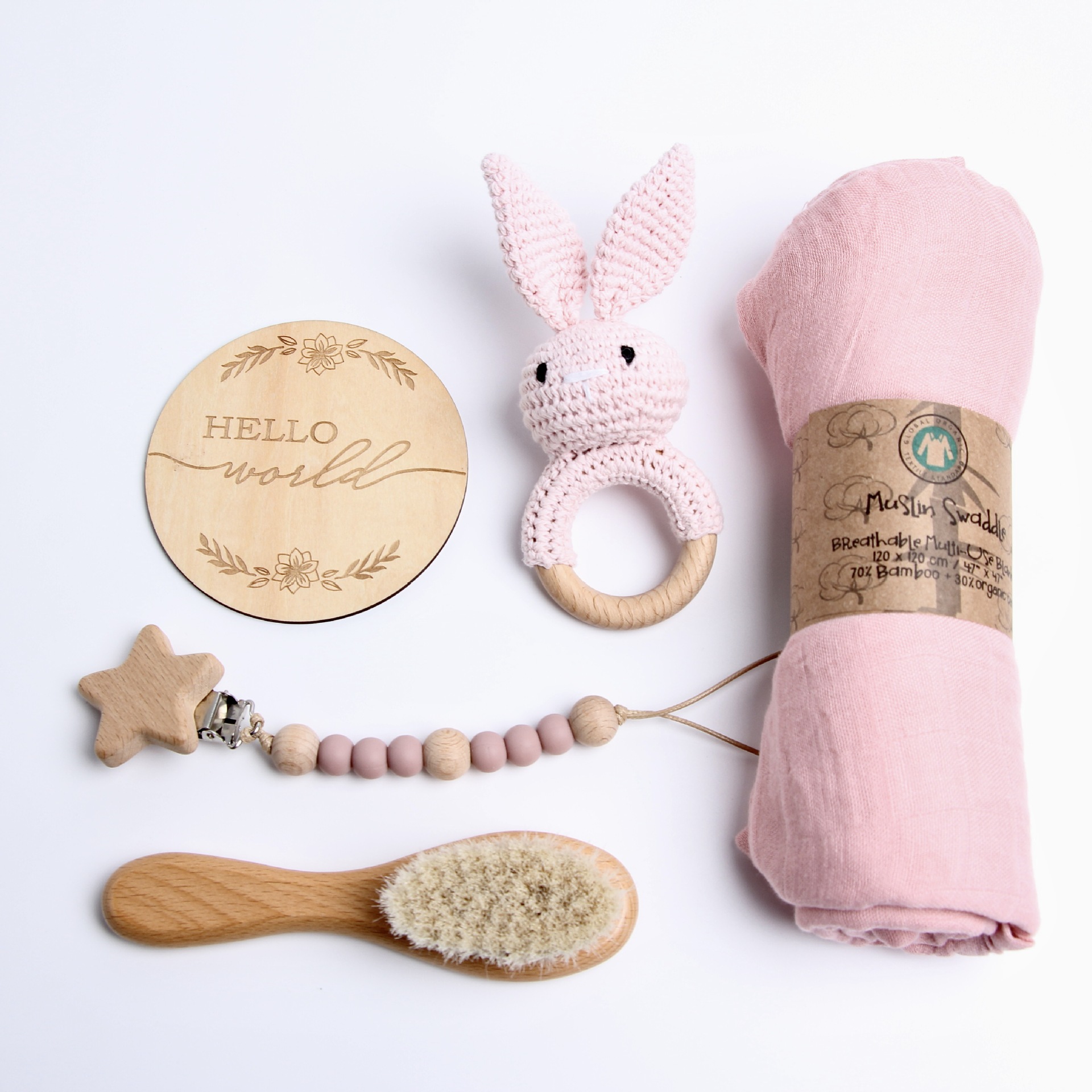 Picture of Cross-border EtsyTemuShein explosions baby newborn full moon gift box rabbit suit crochet wooden toys