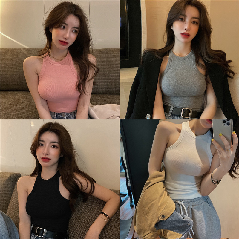 Picture of Slim Short Halter Top for Women 2025 Spring and Summer Korean Style Slimming Look Inner Wear Sleeveless Bottoming Shirt Top for Women
