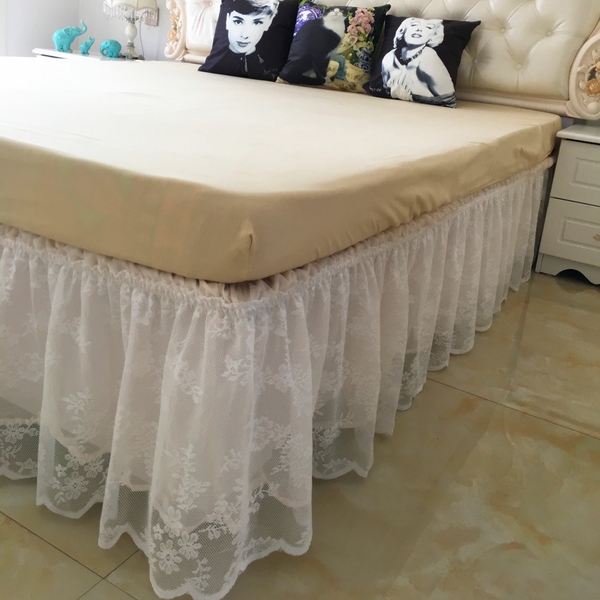 Cross-border supply of tight bed apron single solid color bedside skirt children Princess wind lace bed skirt wholesale