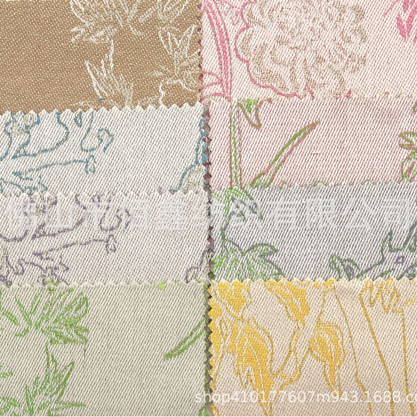 Chinese style plant leaves spot streamer brocade jacquard fabric printed washing women's dresses Han costumes