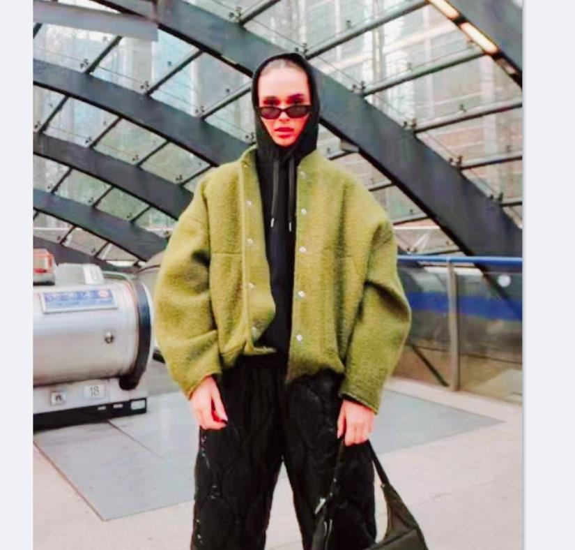 Picture of 2025 Cross-Border European and American New Women's Casual Color Stand-Up Collar Single-Breasted Large Flap Pocket Pants Loose and Comfortable Long-Sleeved Jacket