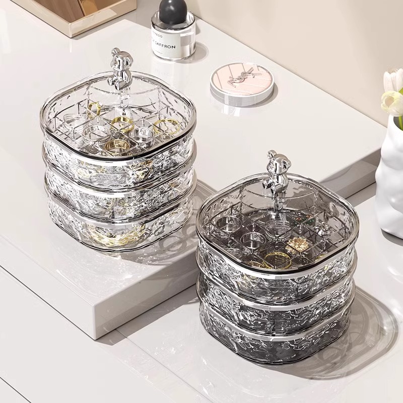 Jewelry Storage Box 2024 New High-end Exquisite Earrings Necklace Earrings Jewelry Box Multi-layer Rotating Jewelry Box