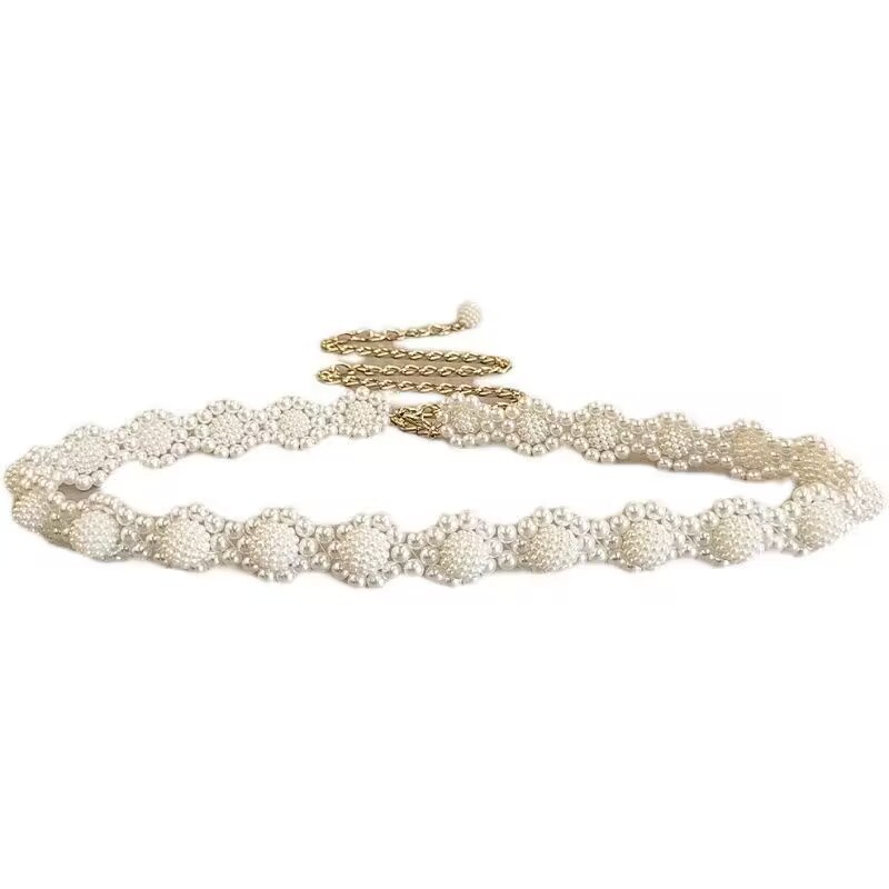 Picture of Pearl waist chain Women's decorative thin belt simple all-match with dress fur decorative fashion small belt skirt