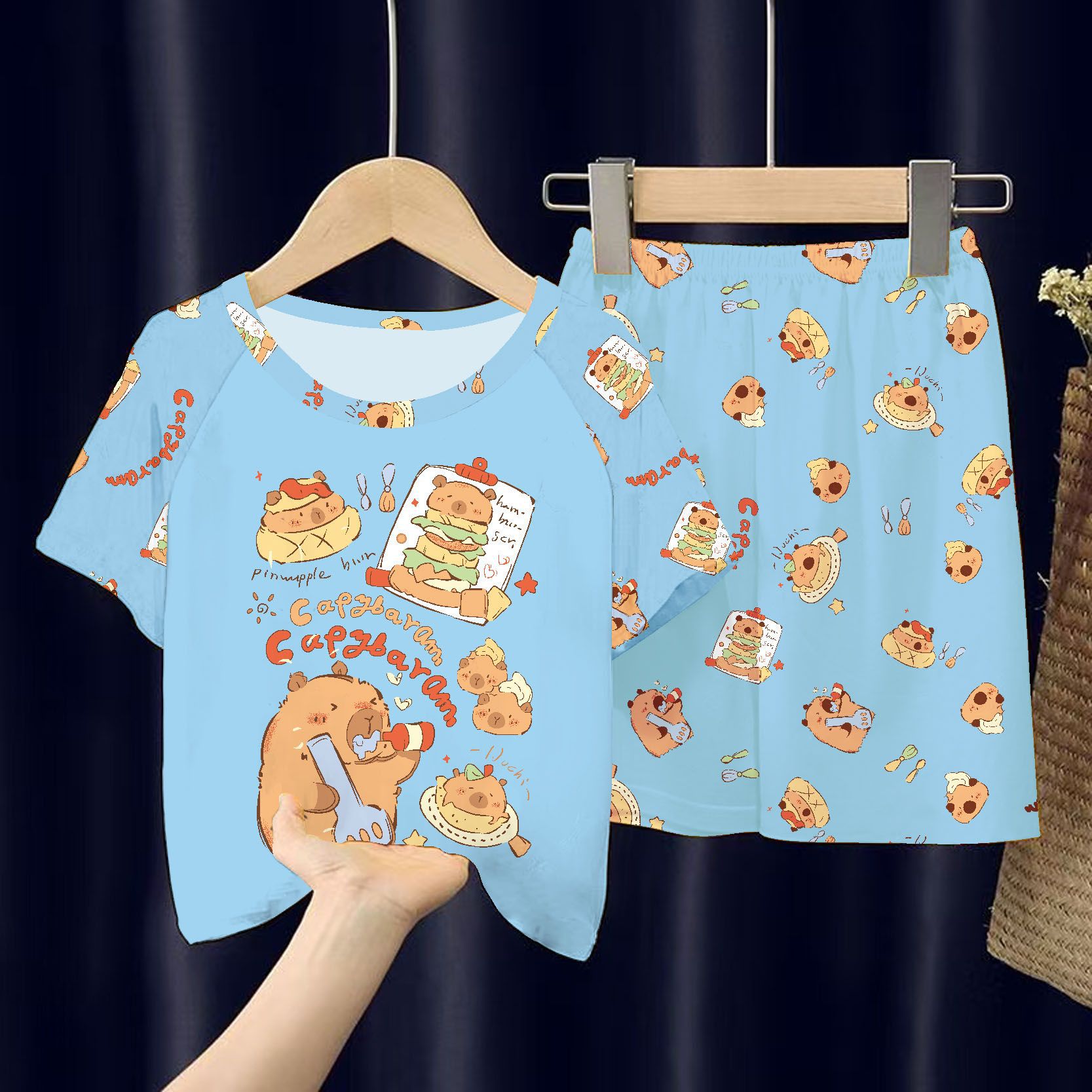 Picture of Wholesale Summer Children's Pajamas Cartoon Girls Short-Sleeved Shorts Thin Boys Casual Middle and Large Children's Suits Home Clothes
