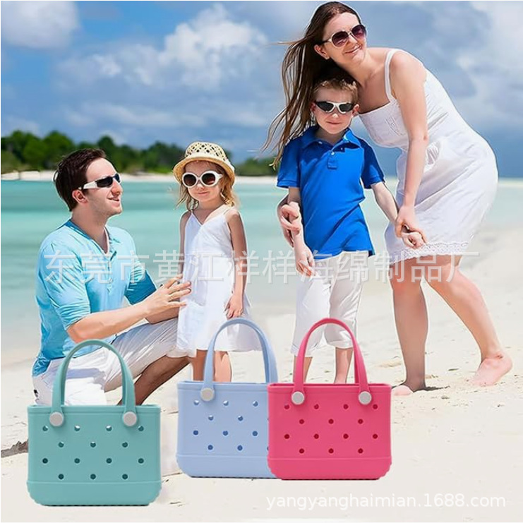 in stock EVA Beach Bag Hole Bag Fashion Travel Storage Handbag Vegetable Basket Printed Eva Hole Bag