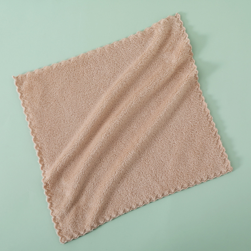 Picture of Coral Velvet Square Towel Wholesale Kindergarten Face Wash Towel Soft and Absorbent Household Kitchen Cleaning Rag Hand Towel
