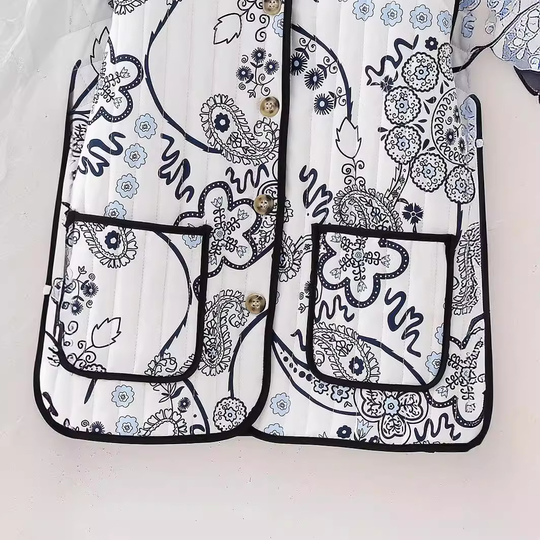 Picture of Y5838 European and American Women's 2023 Autumn New Printed Loose Quilted Cotton Jacket Casual All-match Lightweight