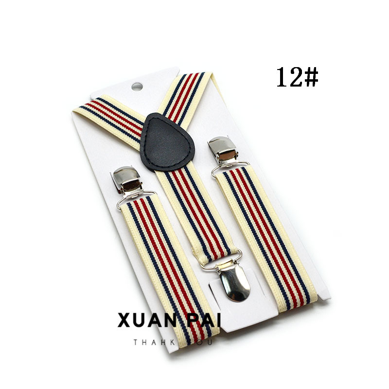 Picture of Children's 2.5cm Strap Clip Vintage Striped Series Boys and Girls Universal Suspender Belt Baby Autumn and Winter Pants Clip