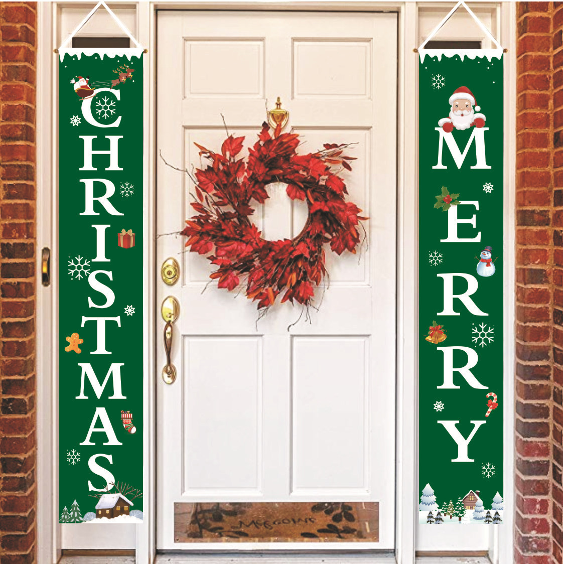 Amazon Christmas banner decoration door curtain Christmas couplet manufacturers wholesale support to map custom-made