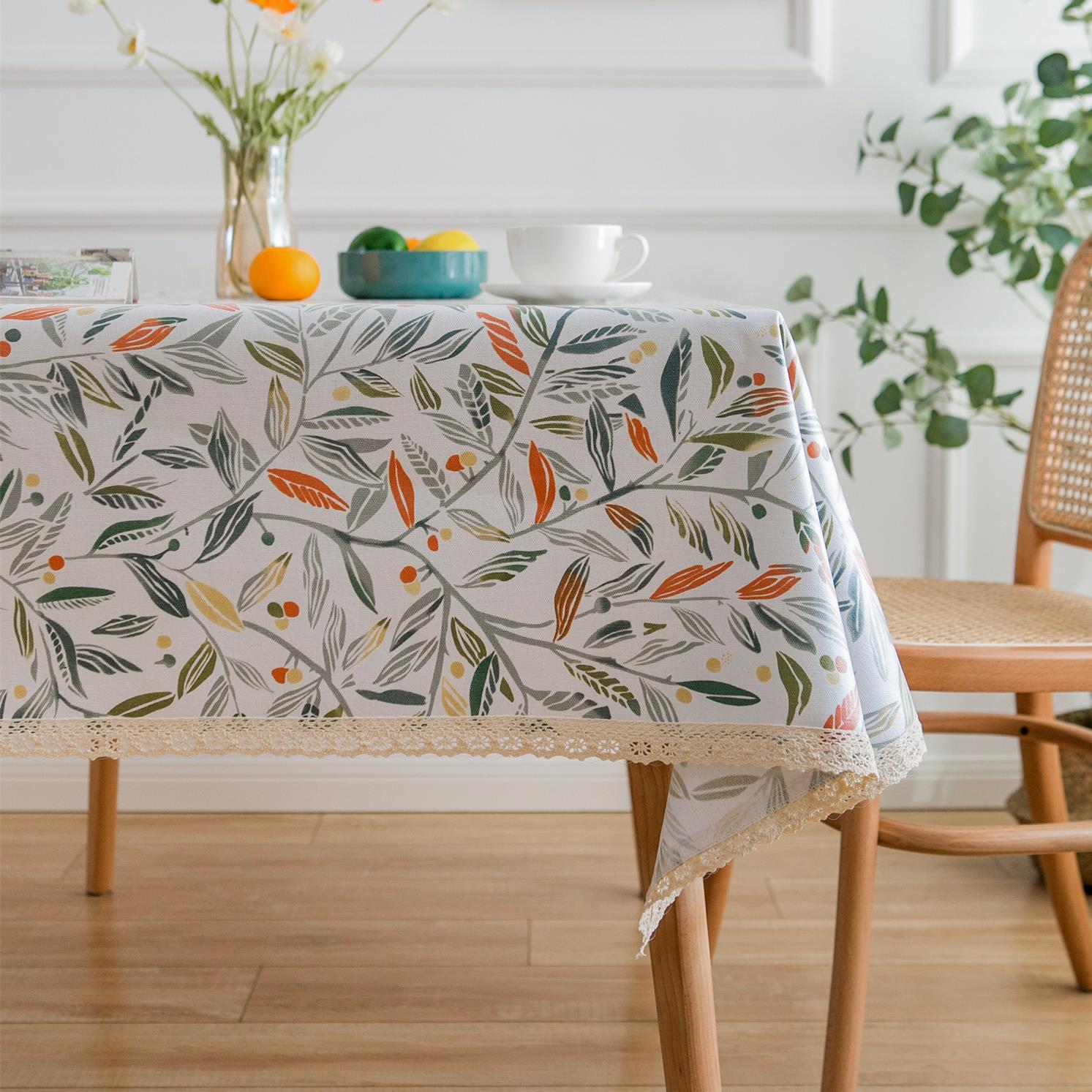 Picture of Cotton and Linen Tablecloth Waterproof Oil-proof Anti-scalding Thickened No-Wash Plant Small Floral Household Fresh Tablecloth PVC Tablecloth