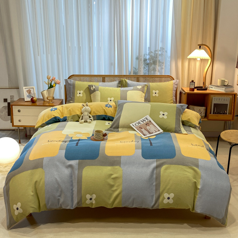 Picture of Cotton brushed duvet cover single piece modern simple single double dormitory thickened quilt cover pure cotton duvet cover single piece