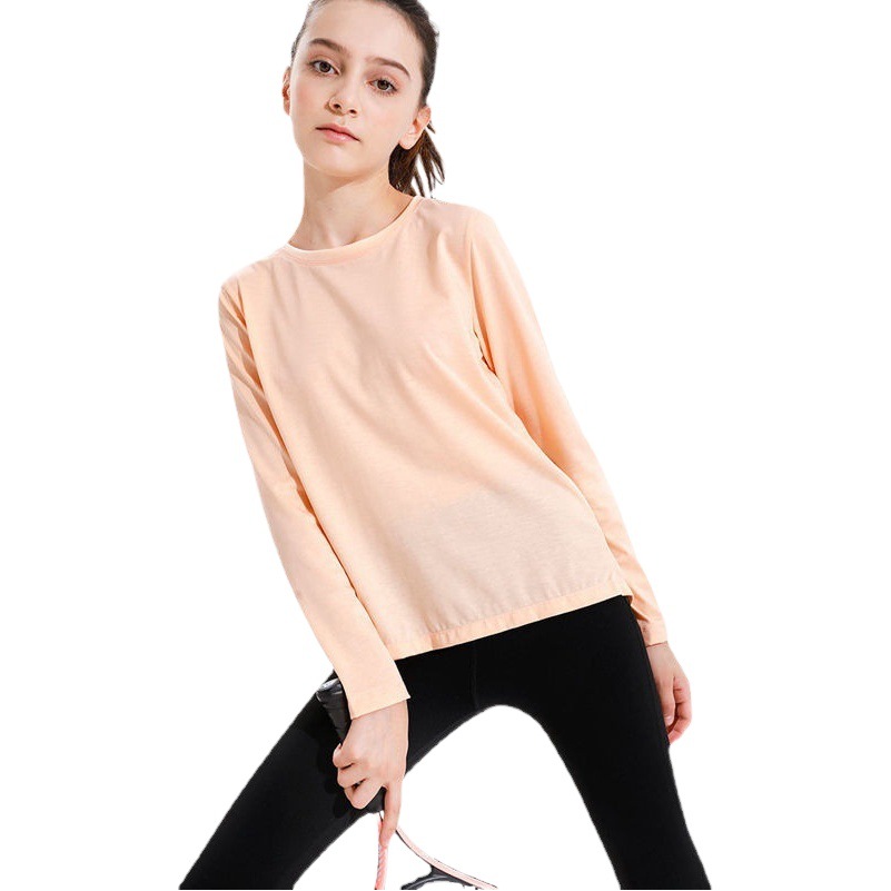 European and American Cross-Border Nude Nylon Parent-Child Children's Yoga Clothes Long-Sleeved Loose Sports Running and Playing Quick-Drying Clothes Casual