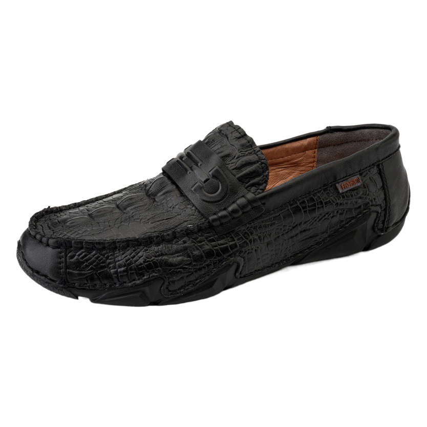 0966 men's shoes octopus casual shoes single-layer shoes low-top slip-on flat crocodile pattern genuine leather cowhide surface plus size leather shoes