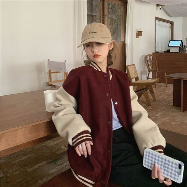 Picture of American Style Retro Baseball Suit Coat Women's 2023 Autumn and Winter New Niche All-match Casual High-end Western Style Top
