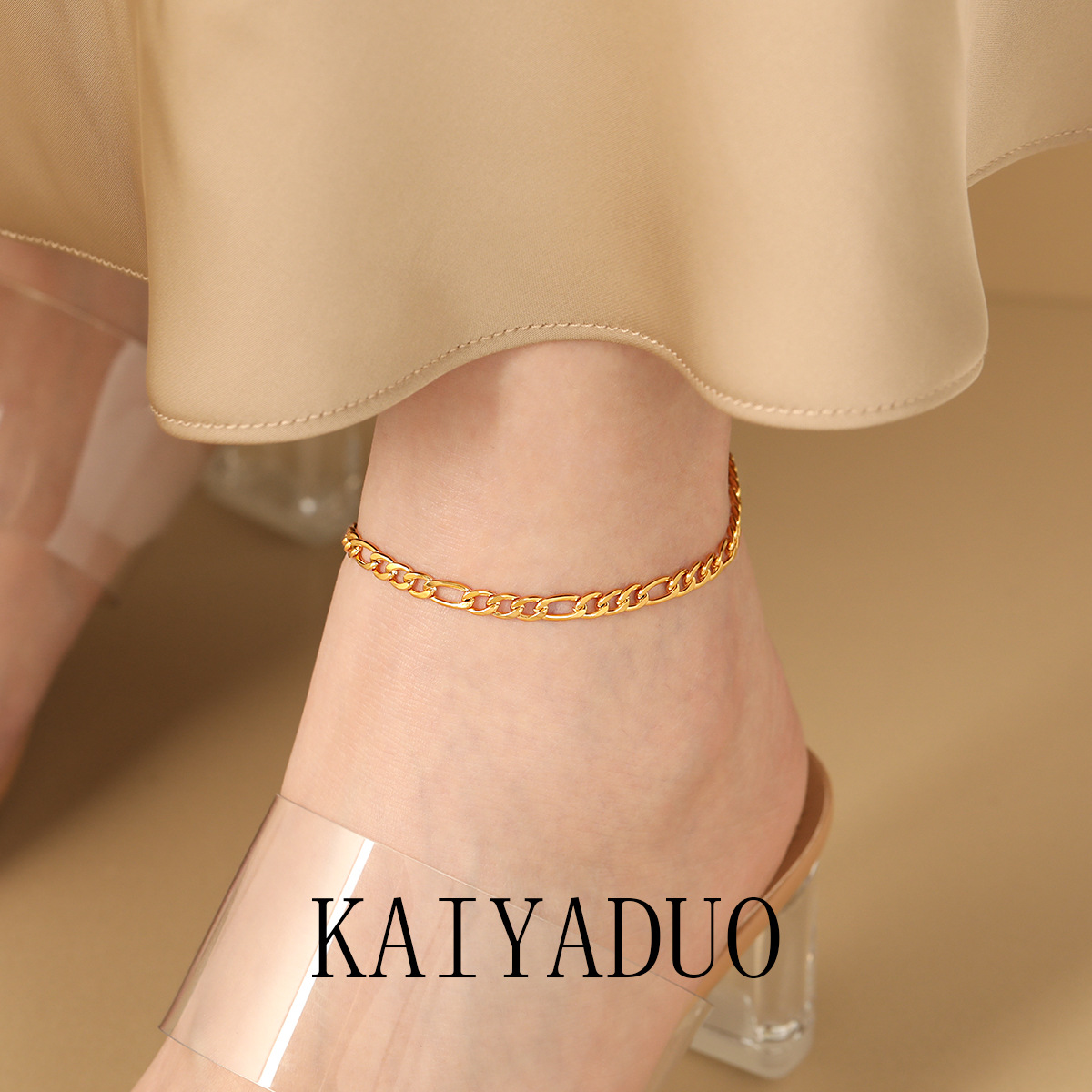 European and American Cross-border New Niche Personality Fashion Simple NK Chain Anklet Women's Gold Plated Titanium Steel High-grade Feeling Foot Jewelry