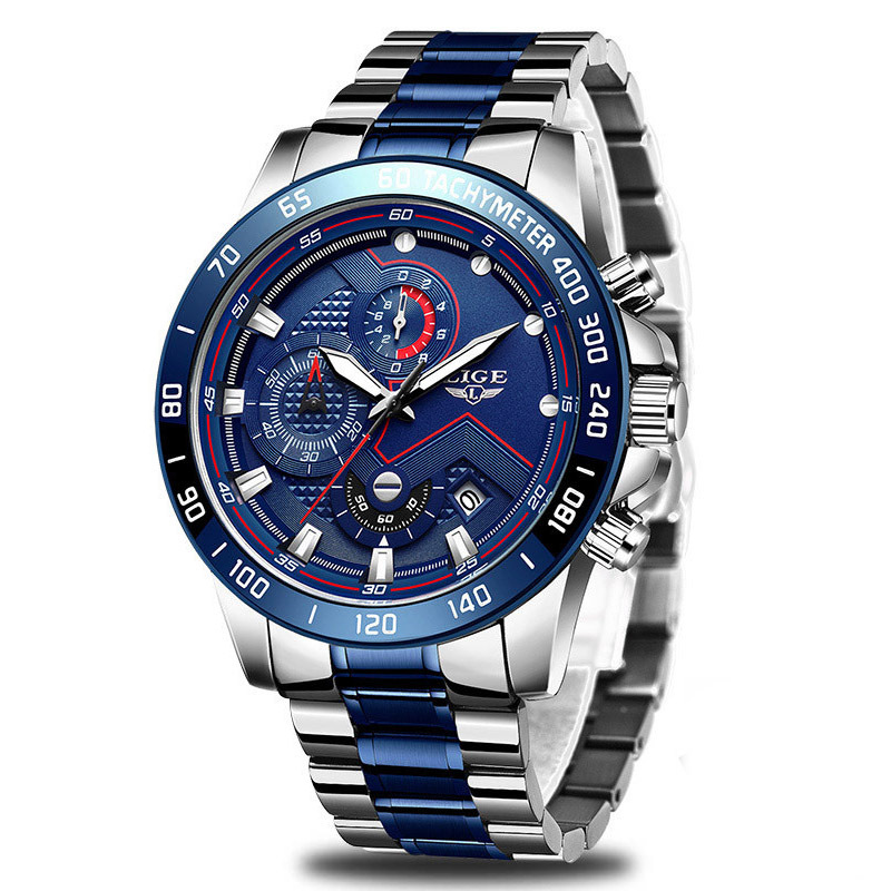 Picture of LIGE/LIGE cross-border special for men's business quartz watch three-eye six-pin multi-function waterproof watch Chronograph