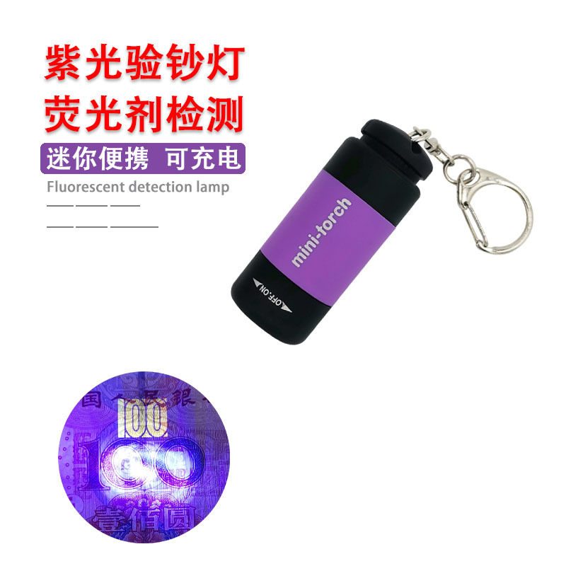 Ultraviolet Flashlight Household Purple Money Detector Lamp USB Rechargeable Plastic Mini Fluorescent Detector Pen