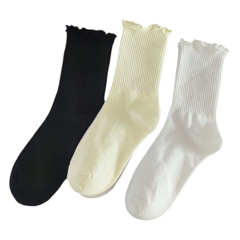Zhuji Socks Industry Fungus Pile Socks Lace Long Socks Autumn and Winter White Mid-Tube Socks Jk Lolita Socks Wholesale