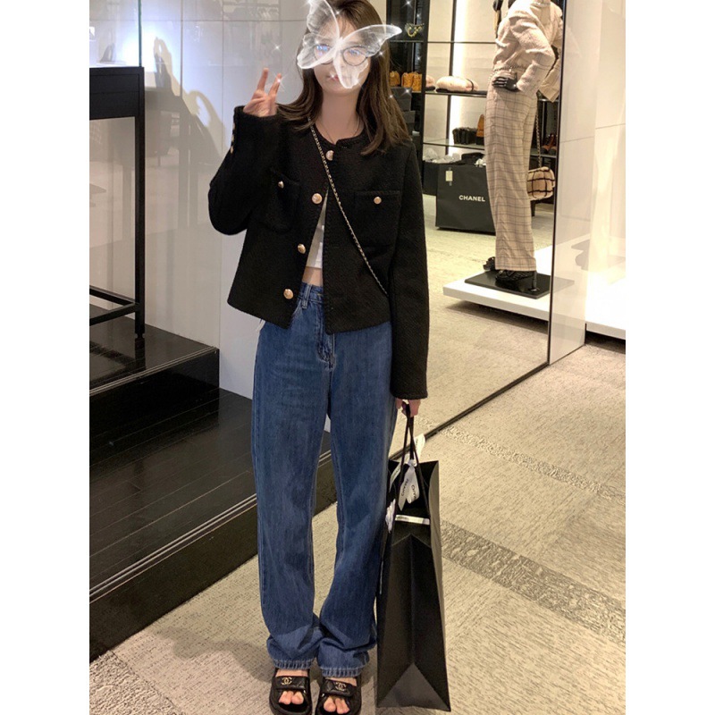 Picture of Tweed Style Outwear for Women Spring & Fall 2025 New Korean Style Loose Elegant Short Cardigan Woven Jacket Top