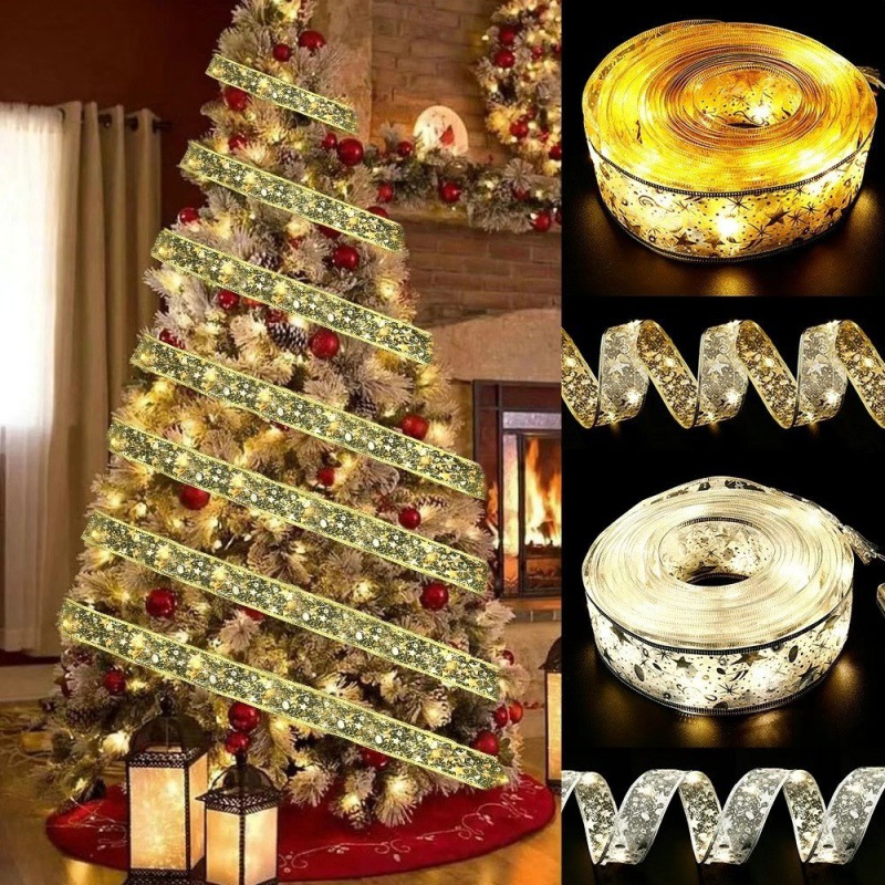 LED Bouquet Gift Box Christmas Ribbon Lights Flashing String Lights Starry Sky Room Bedroom Closet Decorative Lights
