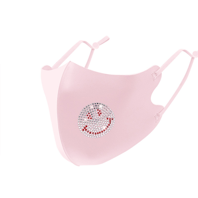 Picture of Trendy Colorful Rhinestone Ice Silk Mask Fashion European and American Style Dustproof Breathable Sun Protection Face Mask with Sparkling Rhinestones Uv Protection