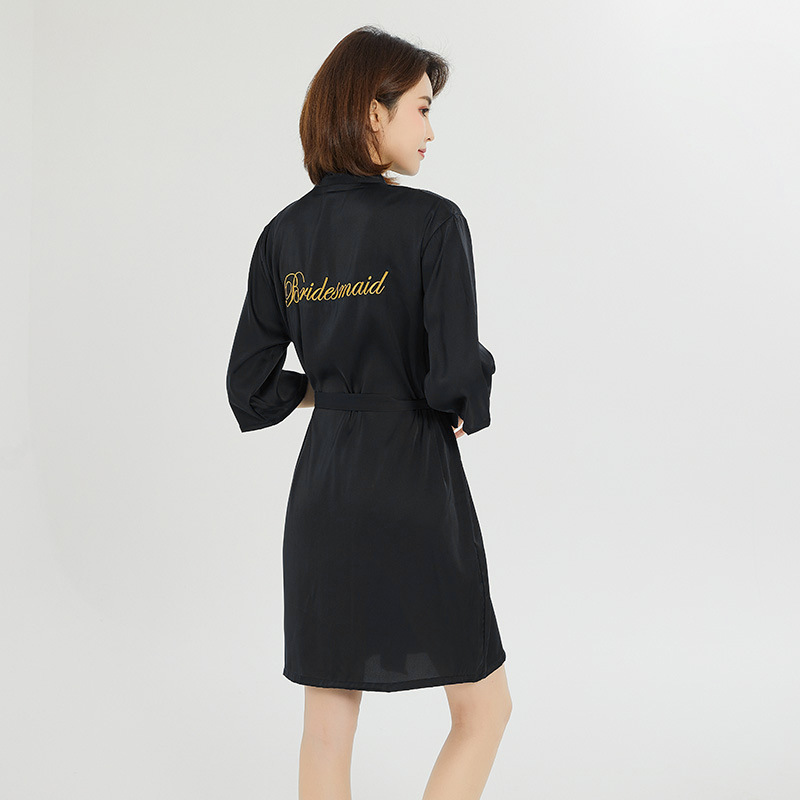 Picture of bride Gown morning Gown Lady nightgown wedding makeup bridesmaid group wedding kimono imitation silk satin bathrobe