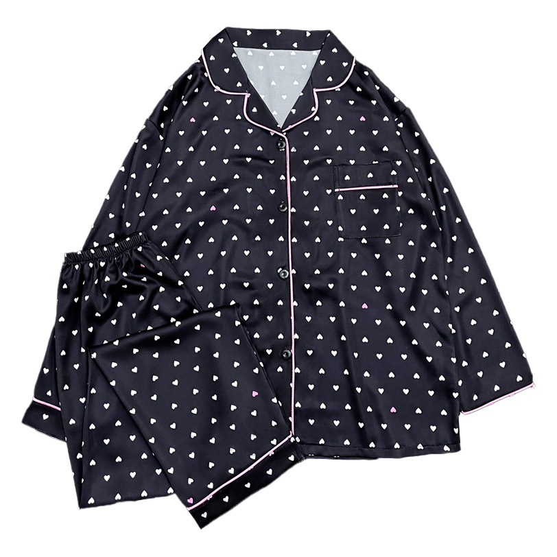 Cross-border new sweet love pajamas girls spring wear comfortable pink stitching home clothes real shot wholesale