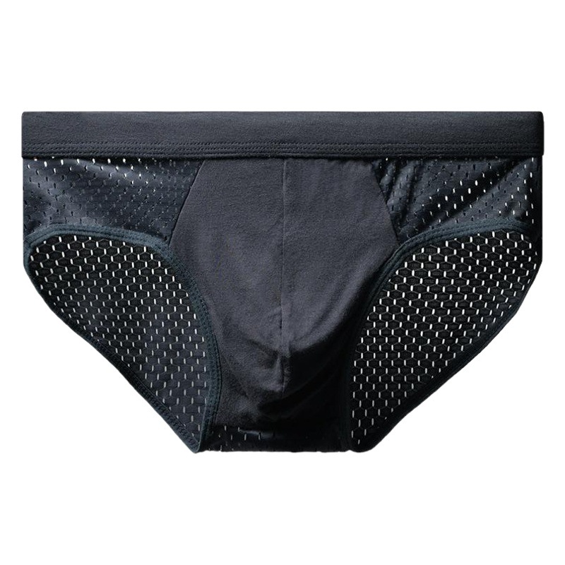 Briefs men's underwear ice silk ultra-thin low waist mesh breathable seamless one-piece underwear men's briefs