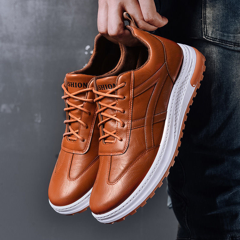 New Men's Leather Shoes, Autumn and Winter Chef Work Shoes, Trendy Foreign Trade Simple Waterproof, Wear-Resistant, Comfortable Soft-Soled Casual Shoes