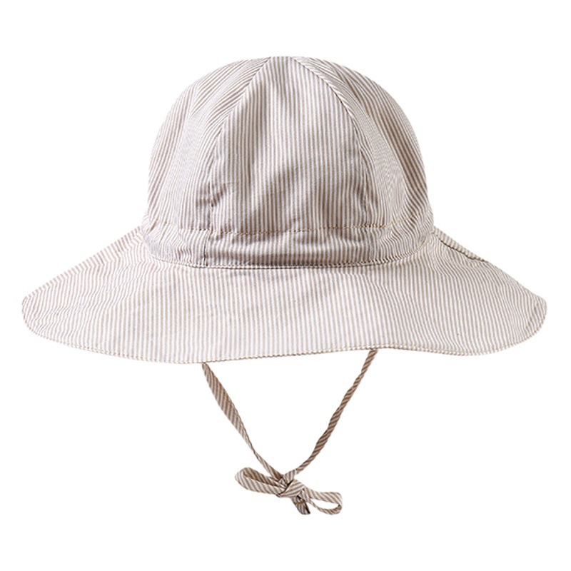 Cross-Border Boys and Girls Striped Hat Fisherman Hat Children Baby Breathable Sun Hat Baby Cotton Basin Hat Outdoor Beach